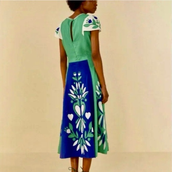 Farm Rio Soft Garden Patch-work Midi Dress size XS, NWT. - Picture 3 of 8